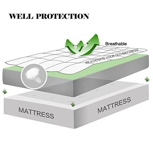 EASELAND Twin Size Mattress Pad Pillow Top Mattress Cover Quilted Fitted Mattress Protector Single 8-21" Deep Pocket Cooling Mattress Topper (39x75 Inches, Dark Blue)