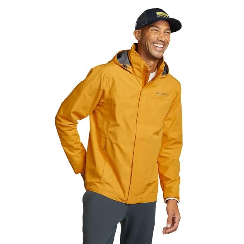 Eddie Bauer Men's Rainfoil Packable Jacket, Dk Marigold Recycled, Small