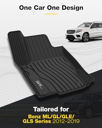 3W Floor Mats & Cargo Liner for Mercedes Benz GLE 2020-2024, TPE All Weather Custom Fit Floor Liner & Cargo Mats 1st &2nd Rows Car Mats & Trunk Liner, Black