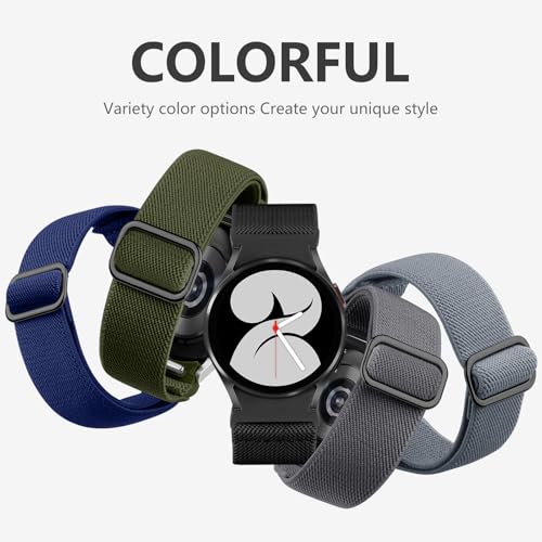 SNBLK Elastic Bands Compatible with Samsung Galaxy Watch 7/FE/6/5/4 40m 44mm/6 Classic 43mm 47mm/5 Pro 45mm/4 Classic 42mm 46mm, 20mm One Click No Gap Nylon Stretchy Strap for Women Men