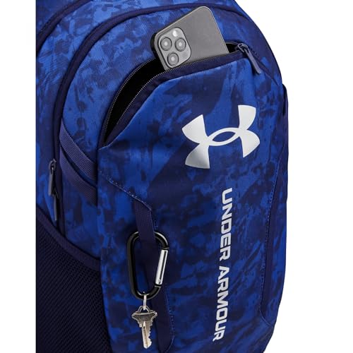 Under Armour Unisex-Adult Hustle 6.0 Backpack, (432) Tech Blue/Navy Magic/Metallic Silver, One Size Fits Most