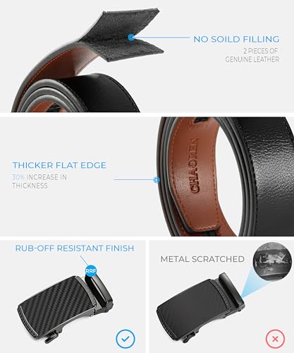 CHAOREN Leather Ratchet Belt for men 1 3/8" for Dress Pants - Micro Adjustable Belt Fit Everywhere