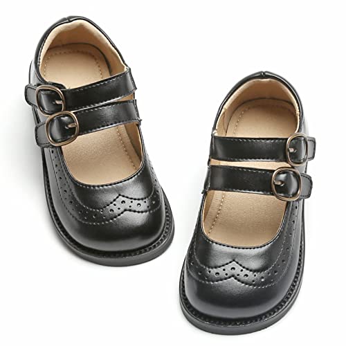 GINFIVE Toddler Little Girls Mary Janes Flats Girls Dress Shoes Kids Blue Shoes Size 7