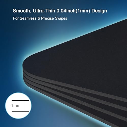 Senetem Thin Mouse Pad, 4 Pack Smooth Gaming Mouse pads, Non-Slip Rubber Base, Laser & Optical Mousepad for Laptop, Computer, Office & Home, Small Portable, 11x8.6 in, Black