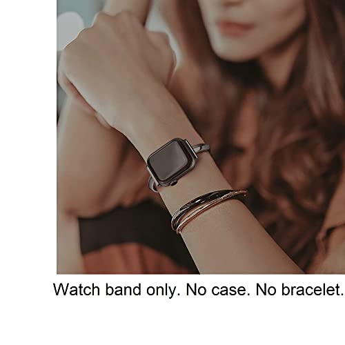 PlusRoc Stainless Steel Band Compatible with Apple Watch Band 38mm 40mm 41mm iWatch SE Series 9 8 7 6 5 4 3 2 1, Slim Versatile Bangle Bracelet for Women, Black