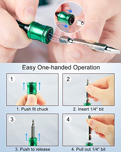 katerk 6 pcs 1/4 inch Hex Shank Aluminum Alloy Screwdriver Bits Holder, Light-weight Quick-change Extension Bar Keychain Drill Screw Adapter Change Portable (With Silver Carabiner)