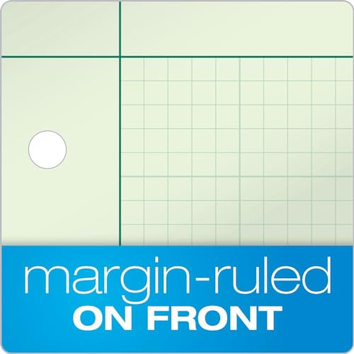 TOPS Engineering Computation Pad, 8-1/2" x 11", Glue Top, 5 x 5 Graph Rule on Back, Green Tint Paper, 3-Hole Punched, 100 Sheets (35500)