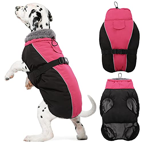 DENTRUN Warm Winter Coat Cold Weather Jacket Windproof Fleece Vest Reflective Outwear Waterproof Snowsuit Cozy Turtleneck Apparel for Small Dogs, S