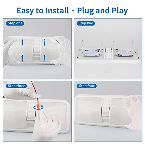 RVZONE RV Lights Interior Natural White 12V RV LED Ceiling Double Dome Light Fixture 1100 LM Frosted RV Interior Lighting Camper Lights for RV Bedroom, Living Room(4500K)