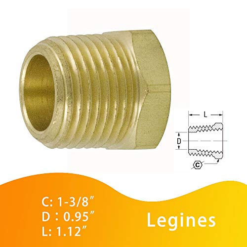 Legines NPT Bushing 1" Male x 1/2" Female Reducing Adapter Hex Head Pipe Fitting 1200psi (Pack of 5)