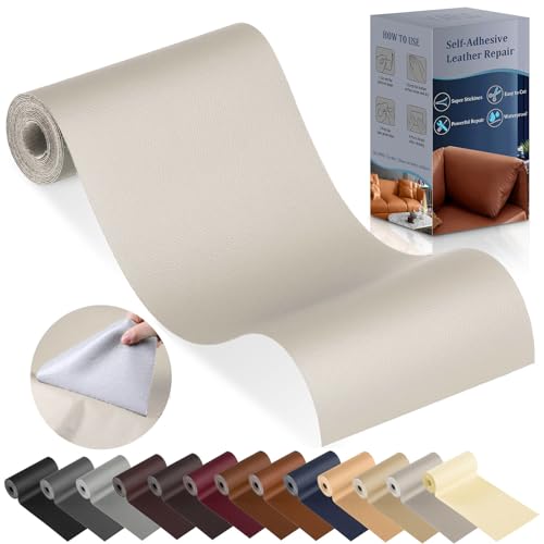 YAFLC Leather Repair Patch for Furniture, 40" x 16" Self Adhesive Leather Repair Kit Vinyl Repair Tape for Car Seat Sofa Jackets Couches Chair Khaki