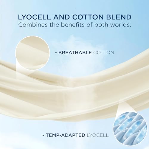 Bedsure Cooling Sheets for Hot Sleeper, Lyocell Cotton Queen Size Sheets, Temperature Regulating & Breathable Bed Sheets with Deep Pocket, 4 Pieces Soft Queen Sheets - Grey