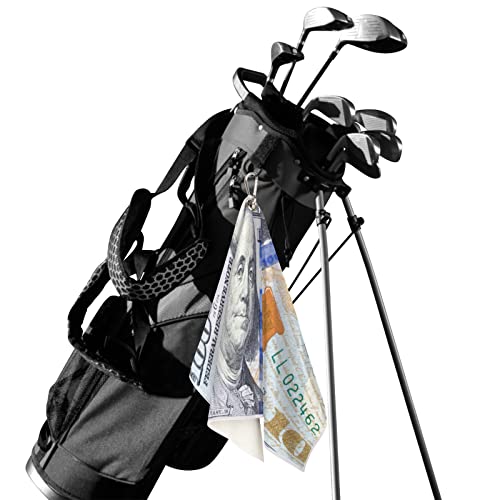 Pardick Golf Towel for Men Women Money 100 Dollar Bill, Golf Towels for Golf Bags with Clip Accessories, Microfiber Fabric Clean Golf Balls, Great Funny Gifts for Golf Club Fan 24 x 15in