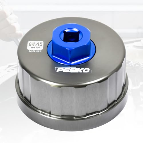 PESIKO 64.3mm 14 Flute Oil Filter Wrench for Toyota, Lexus and Scion Large Capacity Engines, Precision Machined Aircraft Aluminum Oil Filter Removal Tool for Easily Remove Oil Filter