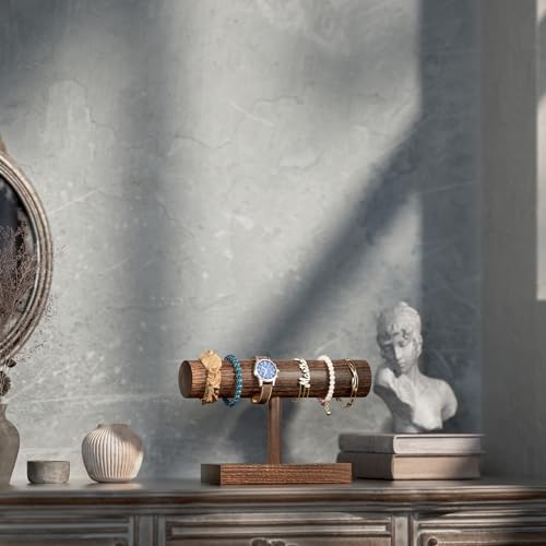 ProCase Bracelet Holder Display Stand Bracelet Organizer, Wooden Bracelet Display Rack for Selling, Wood T-bar Bangle Storage Watch Tower for Business Vendors- 1 Tier, Brown