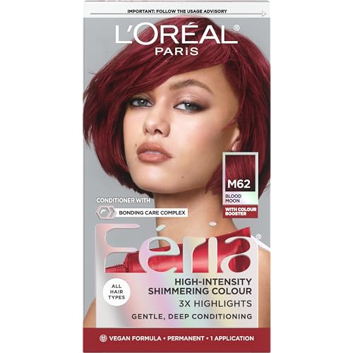 L'Oreal Paris Feria Multi-Faceted Shimmering Permanent Hair Color, R68 Ruby Rush (Rich Auburn True Red), Pack of 1, Hair Dye