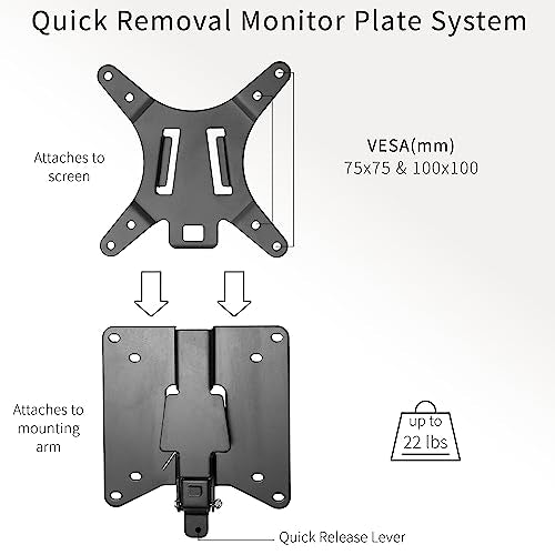 VIVO Adapter VESA Mount Quick Release Bracket Kit, Stand Attachment and Wall Mount Removable VESA Plate for Easy LCD Monitor and TV Screen Mounting, Stand-VAD2