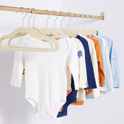 Amazon Basics Kids Velvet, Non-Slip Clothes Hangers (Baby/Toddler), 11.6 Inches (for Baby Clothes), Pack of 30, Beige
