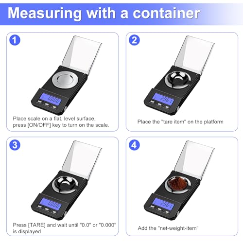 Milligram Scale, 50g/0.001g High Precision Mg Scale, Jewelry Scale with Tare, 6 Unit Powder Scale, Digital Miligram Scale for Powder Medicine, Gem, Micro Gram Scale, Reloading Scale Gold