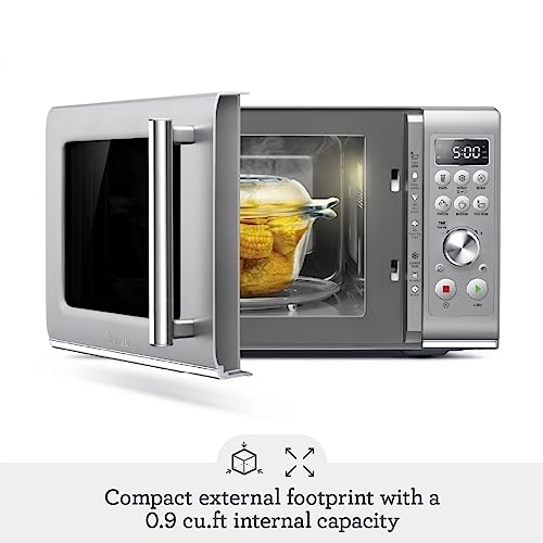 Breville BMO650SIL1BUC1 the Compact Wave Soft Close Countertop Microwave, Silver