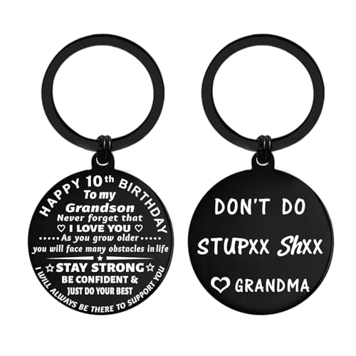 ENGZHI Son 10th Birthday Gifts from Dad, Father to Boys 10 Year Old Birthday Keychain Decorations