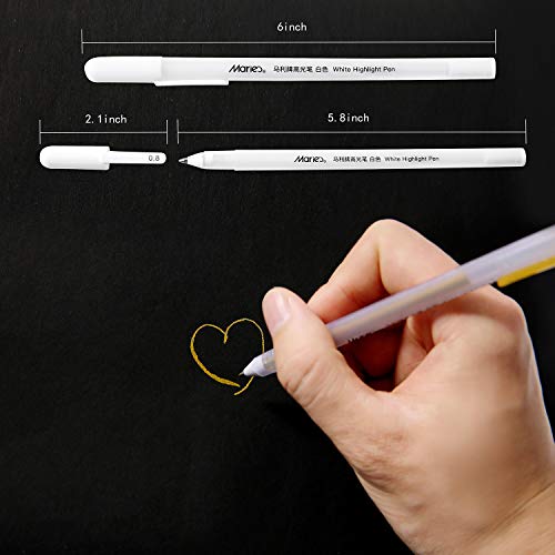 RVOGJP 3 Colors Gel Pen Set - White, Gold and Silver Gel Ink Pens for Black Paper Drawing, Sketching, Illustration, Card Making, Bullet Journaling, Pack of 3