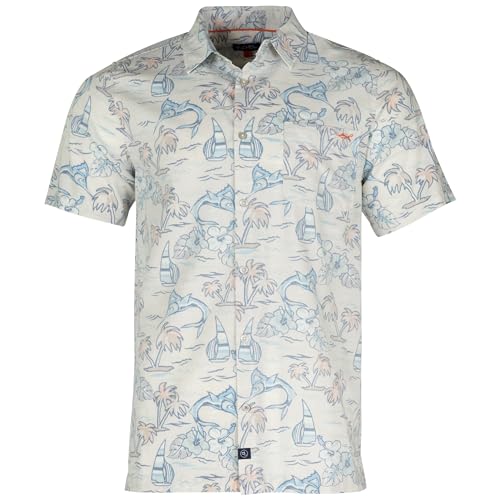 Salt Life Ocean Drift Woven Short Sleeve Tee, Chalk, Small