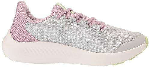 Under Armour Girls' Grade School Pursuit 3 Big Logo, (100) Halo Gray/Fresh Orchid/Lumos Lime, 3.5, US