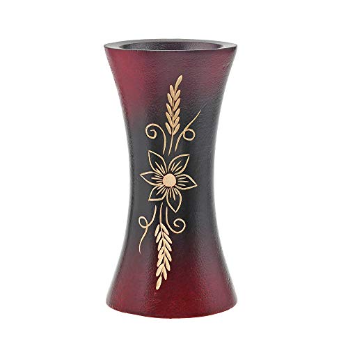 AeraVida Pretty Asian Flower Red and Black Natural Mango Tree Wood Flower Vase | Modern Farmhouse Home Décor | Kitchen Bedroom Living Room Home Decoration