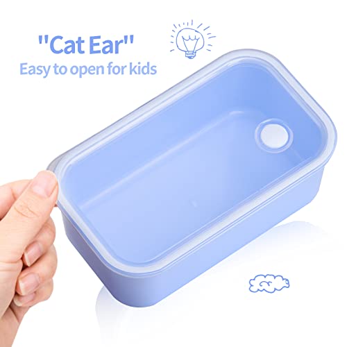 Genteen Bento Box for Kids, Kids Lunch Box with 3 Removable Compartments, Toddler Baby Lunch Box for Daycare, School, Leak-proof Lunch Snack Portion Container, Ideal Portion Size for Ages 3 to 7- Blue