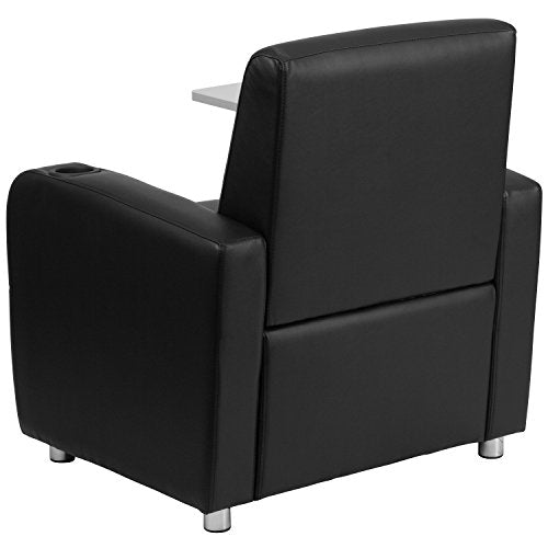 Flash Furniture George LeatherSoft Guest Chair with Tablet Arm and Cup Holder, Upholstered Tablet Arm Chair for Offices and Waiting Rooms, Black