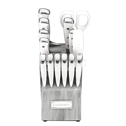 Cuisinart 15-Piece Knife Set with Block, High Carbon Stainless Steel, Forged Triple Rivet, Black/Black C77BTR-15PBK