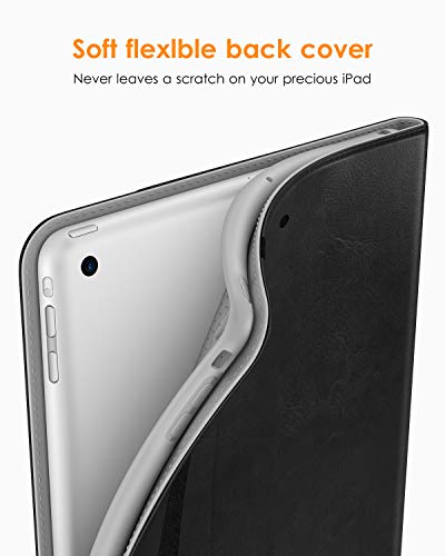 DTTO for iPad Mini 1 2 3 Case, Premium Leather Folio Stand Cover Case with Multi-Angle Viewing and Auto Wake-Sleep Function, Front Pocket for iPad Mini 1/Mini 2/Mini 3 - Black