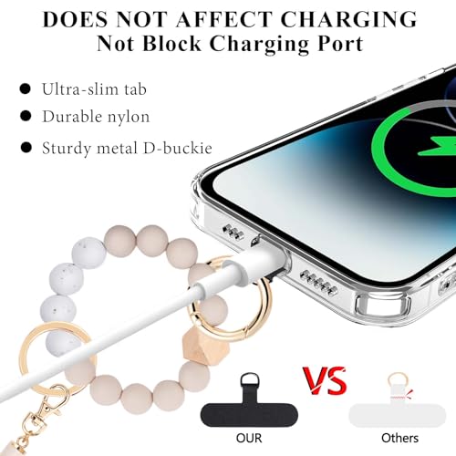 Lostars Silicone Beaded Phone Bracelet Strap,Cell Phone Wrist Strap with Tether Tab,Elastic Hands-Free Cell Phone Wristlet (Green)