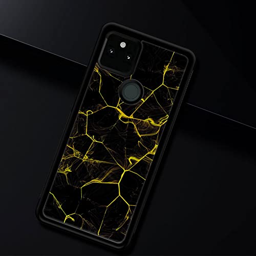 Goodsprout Compatible with iPhone 15 Plus Case,Black Yellow Marble Floor Amazing Pattern Design Shockproof Anti-Scratch Hard PC Back Case for iPhone 15 Plus