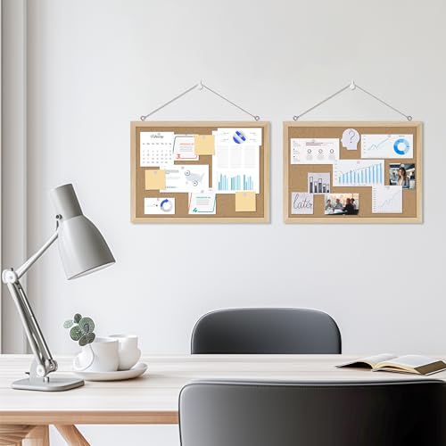 DAHAPYBOO Cork Board Bulletin Board,11x15 Cork Board for Office with Pin Oak Wood Boards,Hanging Corkboards for Office Home School Message Board or Vision Board Decoration.