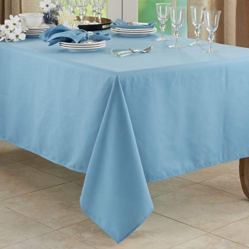 SARO LIFESTYLE Collection Casual Design Everyday Tablecloth, 90" x 156", Aqua