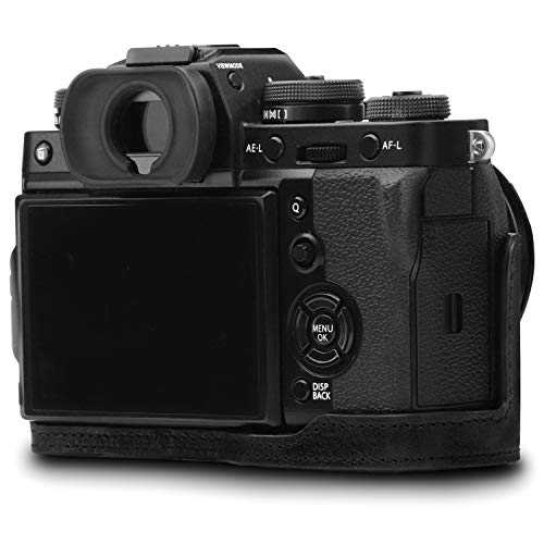 MegaGear MG1552 X-T3 Ever Ready Genuine Leather Camera Half Case and Strap - Black (Black), Compact