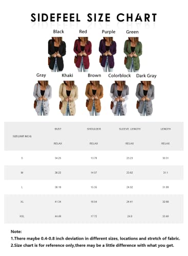Sidefeel Womens Sweaters 2024 Trendy Long Sleeve Cable Knit Button Up Fall Long Cardigans Small Green