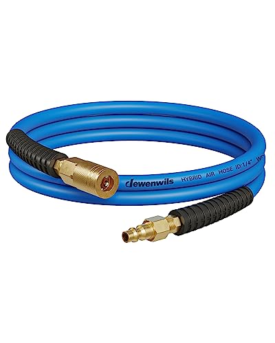 DEWENWILS Hybrid Air Hose 1/4 Inch by 6FT 300 PSI, Heavy Duty Air Compressor Hose with 1/4" Industrial Quick Coupler Fittings, Flexible and Kink Resistant Air Hose (Blue)