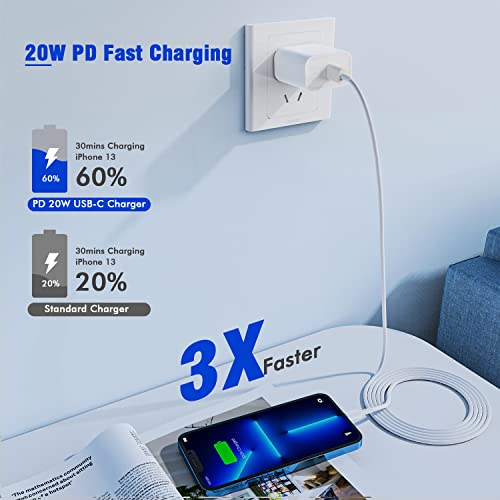 Fast iPhone Charger,10 Foot Extra Long iPhone Fast Charger【Apple MFi Certified】10FT Super Quick Apple Charging 20W USBC Type C Wall Charge Lightning Cable for iPhone 14/13 Pro/Mini/12/11/X/XR/SE/iPad