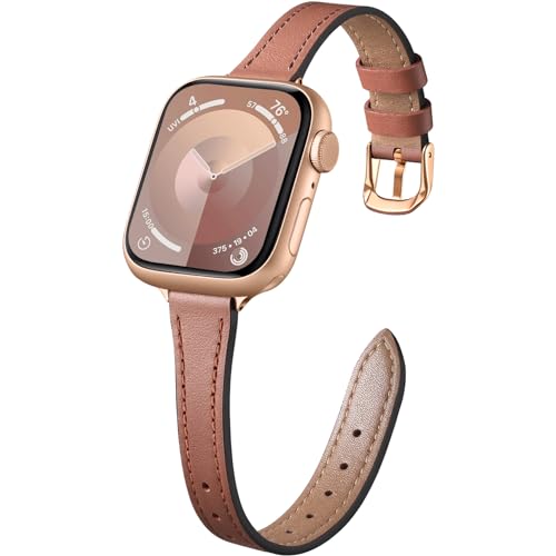 WJK Compatible with Apple Watch Bands for Women 40mm 41mm 44mm 45mm 38mm SE 49mm 42mm, Slim Leather Band for iWatch Bands for Women Compatible with Apple Watch Ultra 2 Band Series 9 8 7 6 5 4 3 2 1