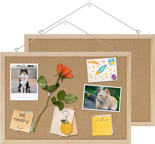 DAHAPYBOO Cork Board Bulletin Board,11x15 Cork Board for Office with Pin Oak Wood Boards,Hanging Corkboards for Office Home School Message Board or Vision Board Decoration.