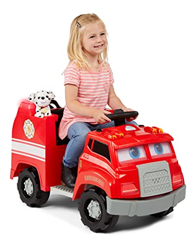 Kid Trax Real Rigs Toddler Fire Truck Interactive Ride On Toy, Kids Ages 1.5-4 Years, 6 Volt Battery and Charger, Sound Effects, Red, Large