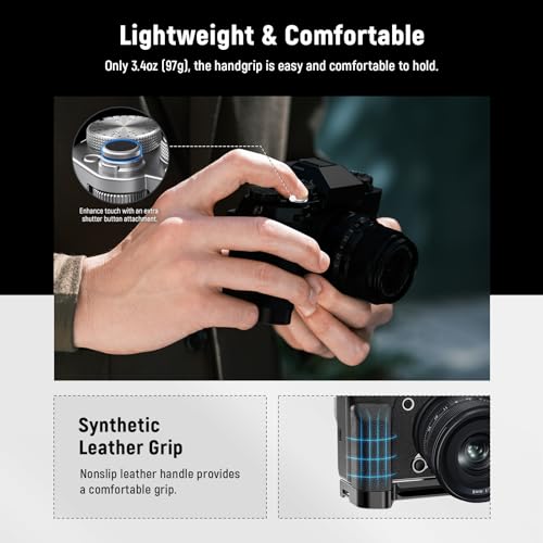 NEEWER X-T5 L Plate Handgrip, Metal L Bracket with 1/4” & 3/8” Threads, Silicone Grip, Shutter Release Button, Arca Type Baseplate for RS4 RS3 Gimbals, Compatible with SmallRig Accessories, CA099