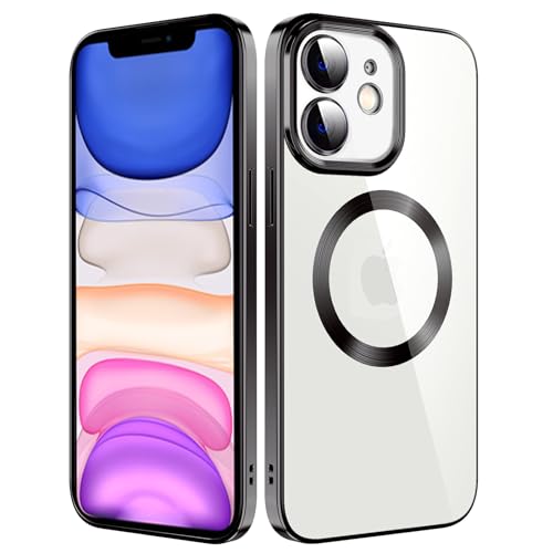 S. Tedazo Magnetic Clear Case for iPhone 11, Compatible with MagSafe Wireless Charging Military Drop Protection, Shockproof Slim Thin Transparent Phone Case for iPhone 11-Black