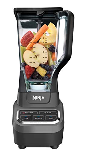 Ninja Blender, For-Smoothies, Salsa, Shakes, Slush, and-Frozen Drinks, Blender, Pitcher, and-Lid, Blender for-Kitchen, Crushes Ice, Fruit, and-Veggies, 1000-Watt, Dishwasher Safe, Black, NJ601AMZ