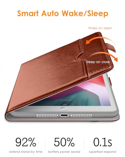 DTTO for iPad 9.7 Inch 5th/6th Generation 2018/2017 Case with Apple Pencil Holder, Premium Leather Folio Stand Cover Case for Apple iPad 9.7 inch, Also Fit iPad Pro 9.7/Air 2/Air - Blossom