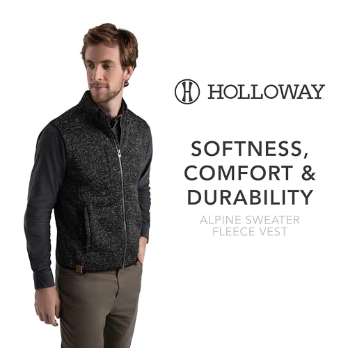 Holloway Men's Standard Alpine Sweater Fleece Vest, Black Heather