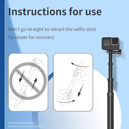 Long Selfie Stick Pole (106"), Extension Carbon Fiber Waterproof Dive Monopod for GoPro Max Go Pro 13 12 11 10 9 8 7,Insta360 X3 X4 Go 3 Ace Pro,DJI Action 4 5 Osmo Pocket 3 Bike Motorcycle Accessory